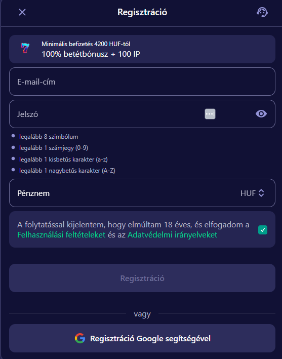 regisztráció Betmatch